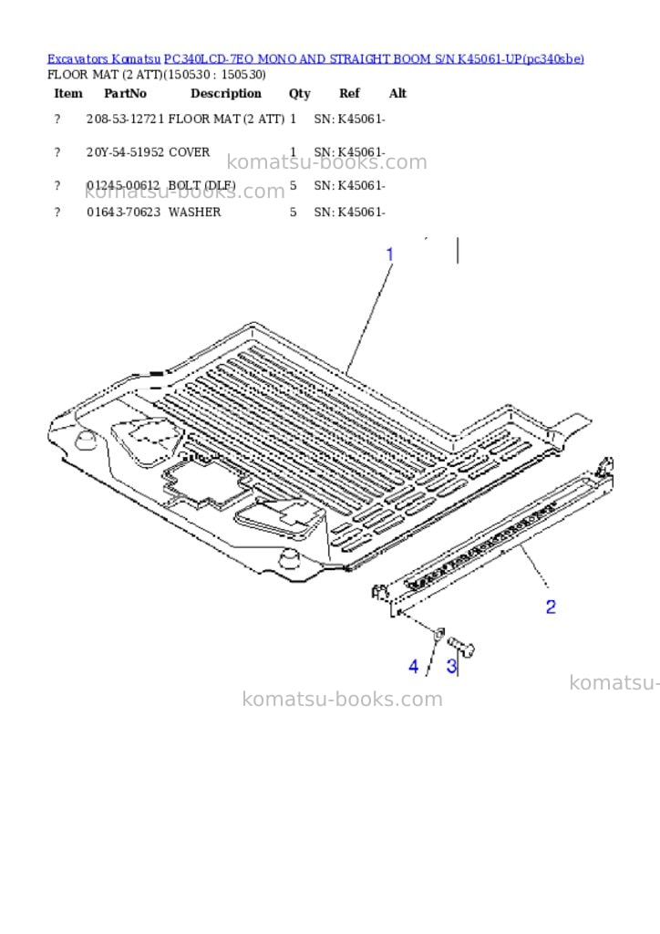 Komatsu pc340lcd-7eo mono and straight boom s/n k45061-up Parts catalog cover Page 3