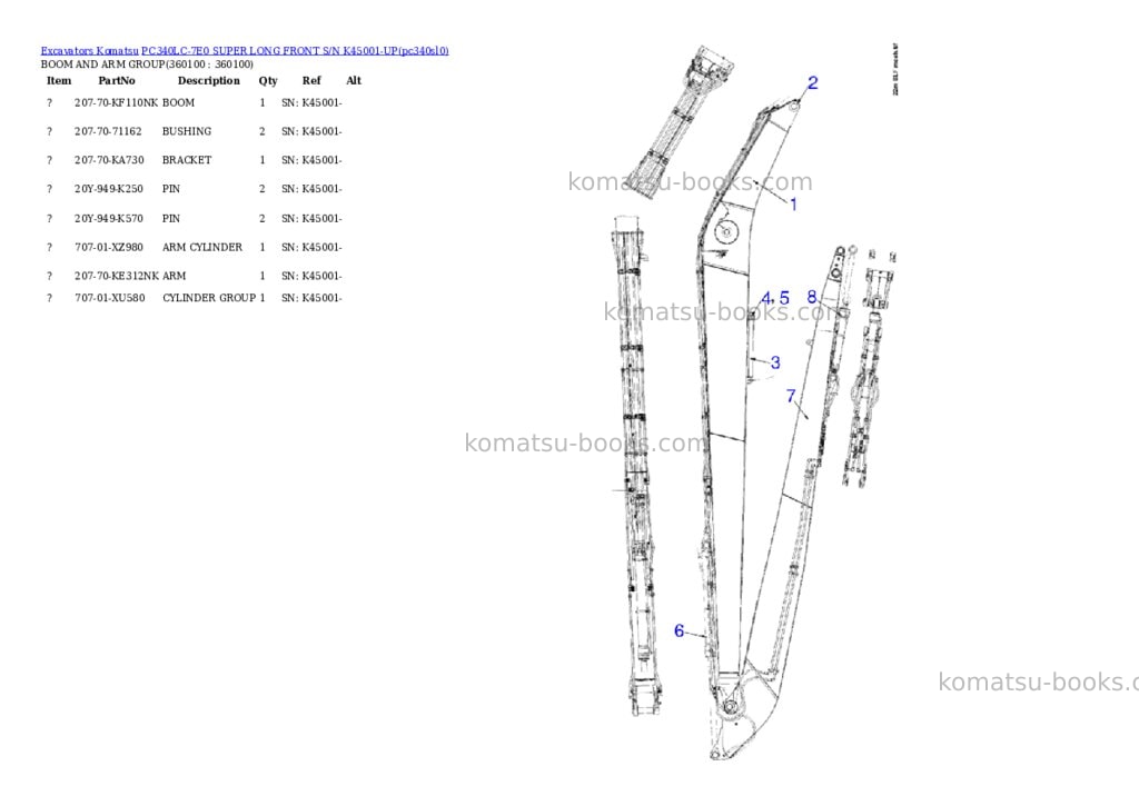 Komatsu pc340lc-7e0 super long front s/n k45001-up Parts catalog cover Page 6 Komatsu pc340lc-7e0 super long front s/n k45001-up Parts catalog cover Page 6
