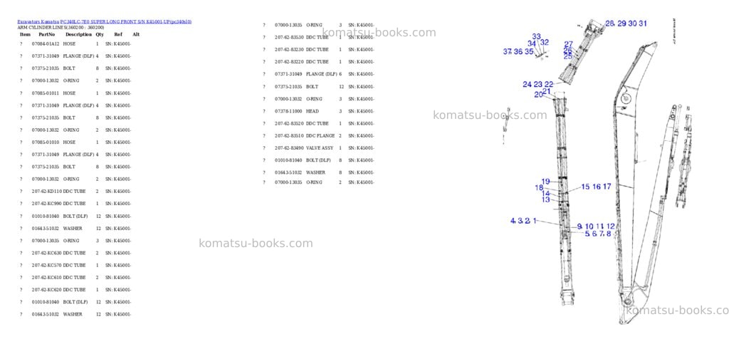 Komatsu pc340lc-7e0 super long front s/n k45001-up Parts catalog cover Page 7 Komatsu pc340lc-7e0 super long front s/n k45001-up Parts catalog cover Page 7