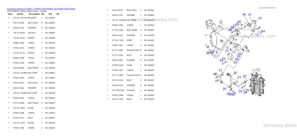 Komatsu pc340lc-7 super long front s/n k40467-up Parts catalog cover Page 2