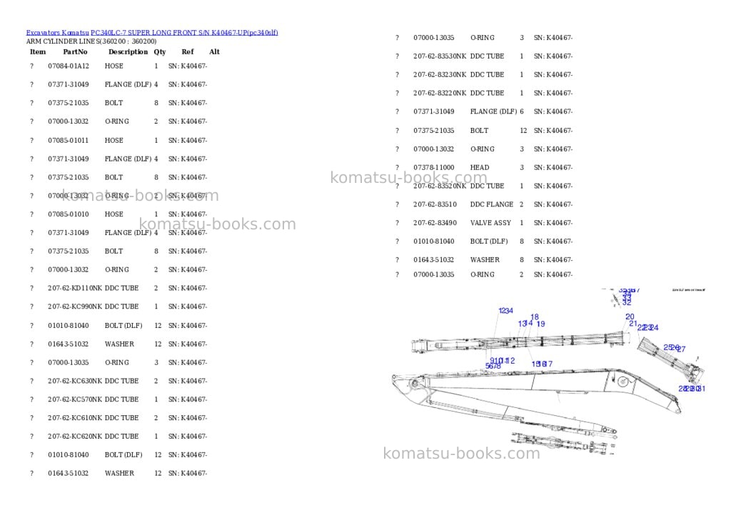 Komatsu pc340lc-7 super long front s/n k40467-up Parts catalog cover Page 6