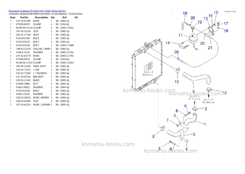 Komatsu PC350-6 S/N 10001-UP Parts catalog cover Page 10 Komatsu PC350-6 S/N 10001-UP Parts catalog cover Page 10