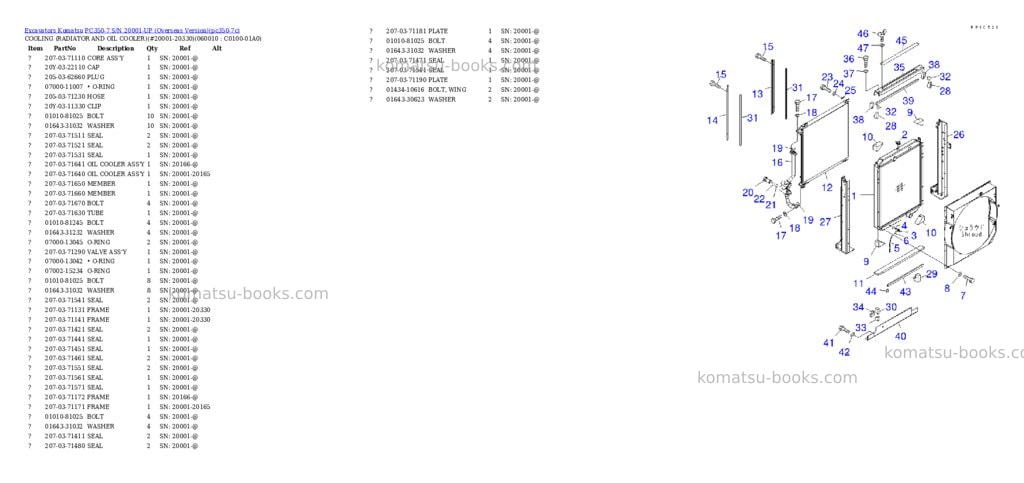 Komatsu pc350-7 s/n 20001-up overseas version Parts catalog cover Page 5