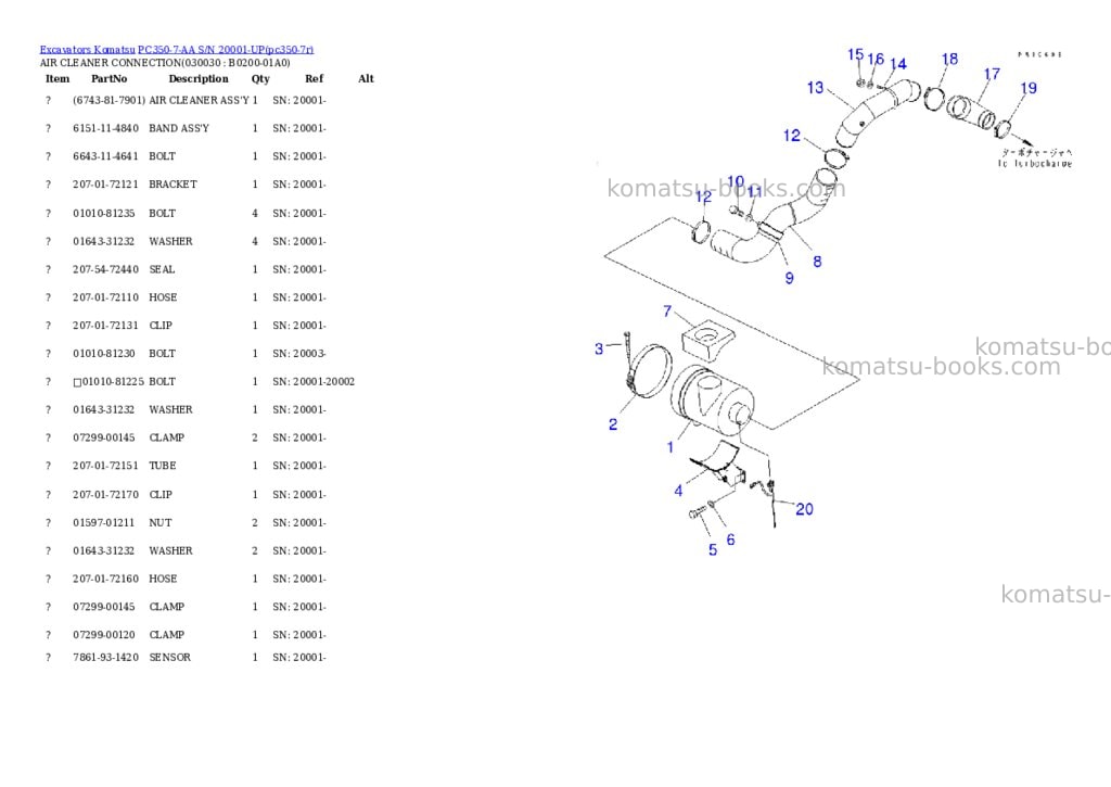 Komatsu pc350-7-aa s/n 20001-up Parts catalog cover Page 2