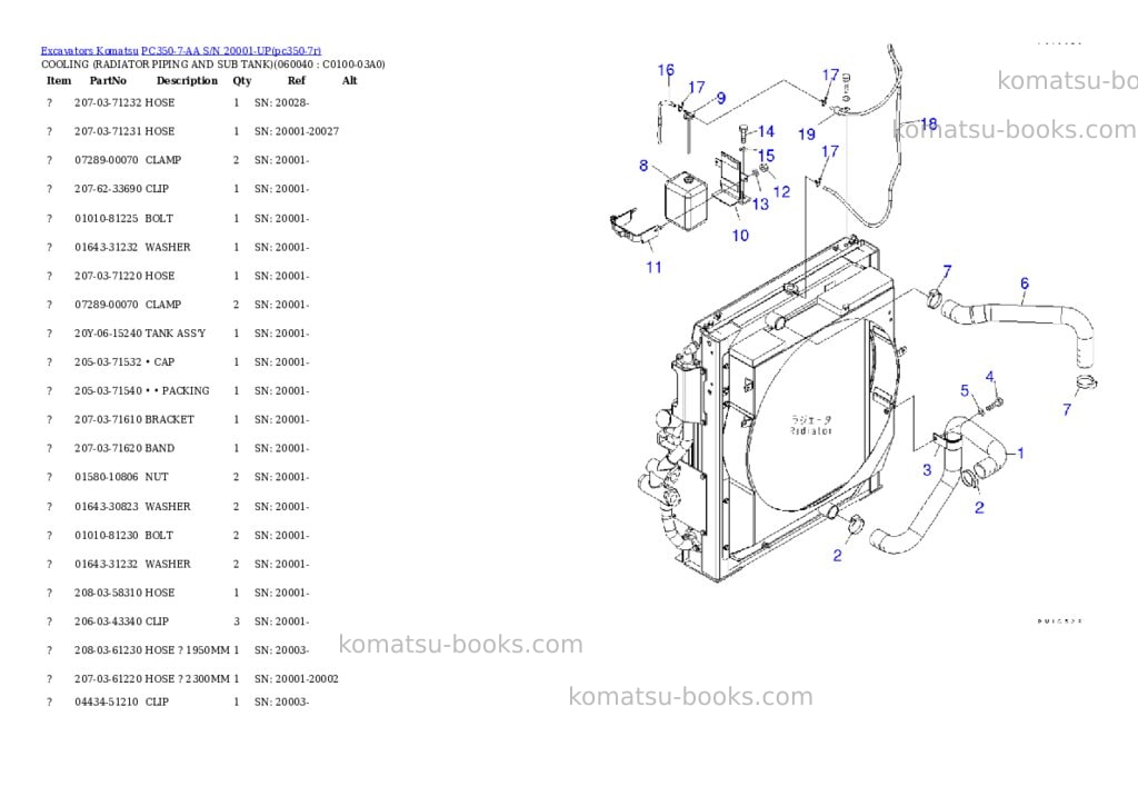Komatsu pc350-7-aa s/n 20001-up Parts catalog cover Page 7