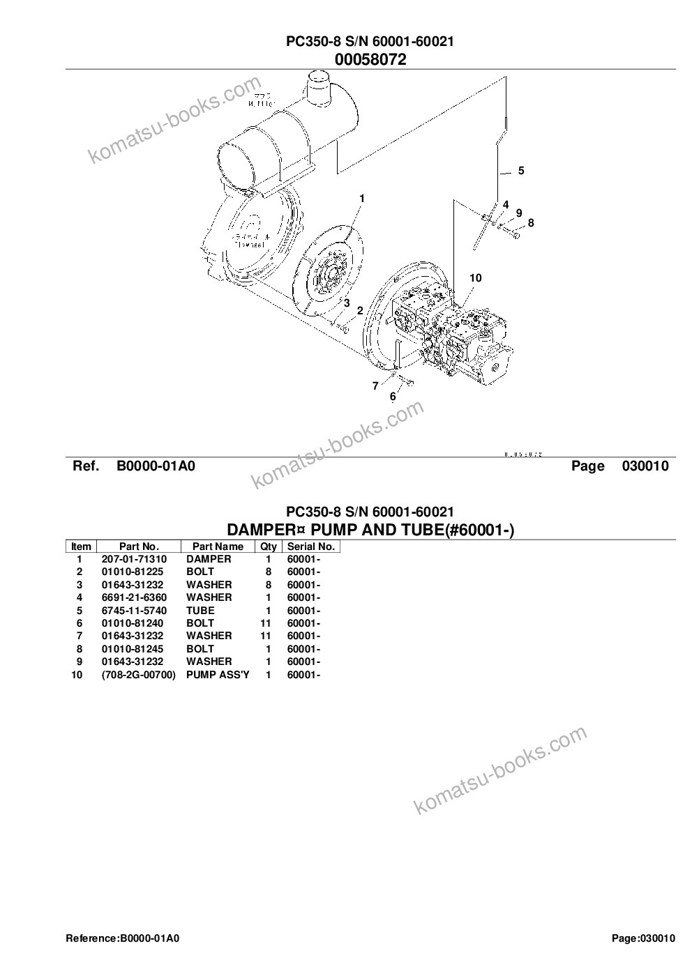 Komatsu pc350-8 s/n 60001-60021 Parts catalog cover Page 3 Komatsu pc350-8 s/n 60001-60021 Parts catalog cover Page 3
