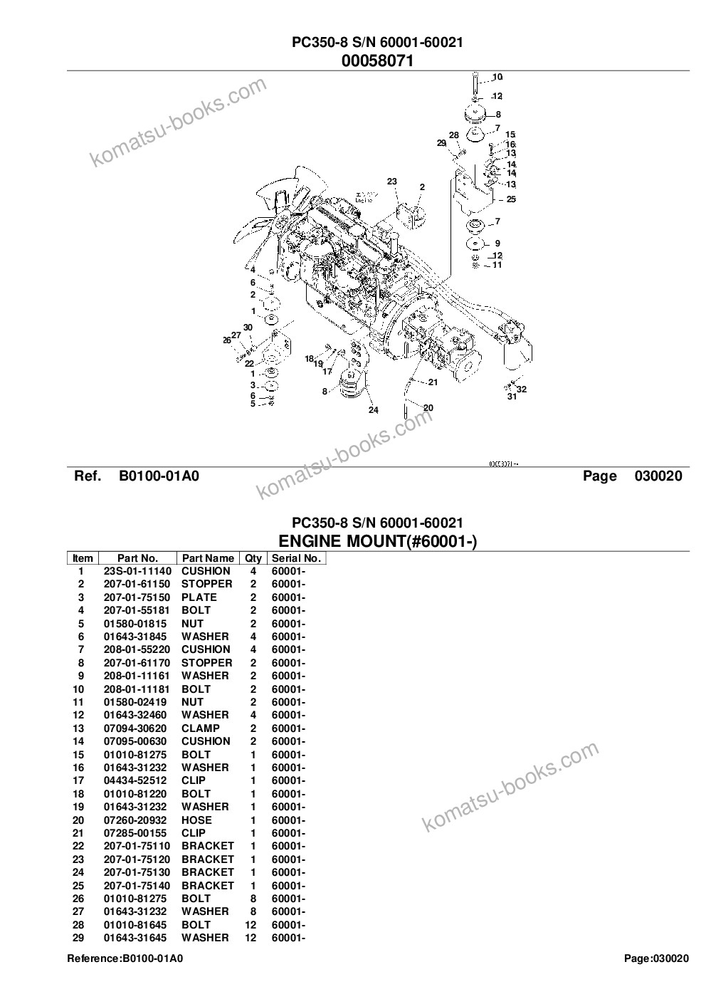 Komatsu pc350-8 s/n 60001-60021 Parts catalog cover Page 4 Komatsu pc350-8 s/n 60001-60021 Parts catalog cover Page 4