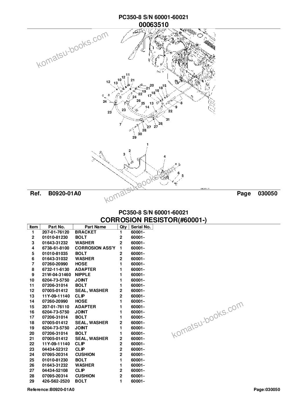 Komatsu pc350-8 s/n 60001-60021 Parts catalog cover Page 8 Komatsu pc350-8 s/n 60001-60021 Parts catalog cover Page 8