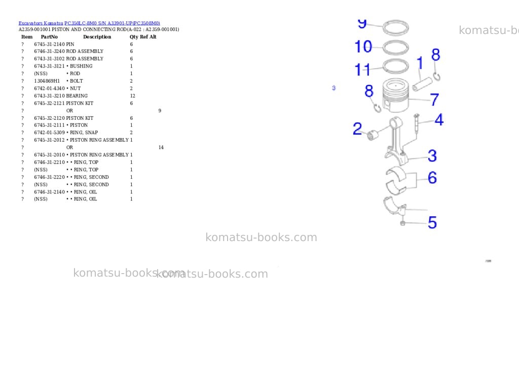 Komatsu pc350lc-8m0 s/n a33901-up Parts catalog cover Page 10 Komatsu pc350lc-8m0 s/n a33901-up Parts catalog cover Page 10