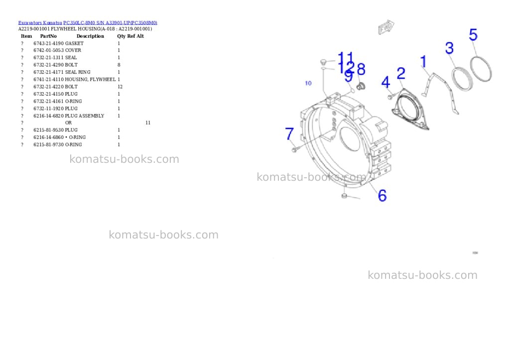 Komatsu pc350lc-8m0 s/n a33901-up Parts catalog cover Page 8 Komatsu pc350lc-8m0 s/n a33901-up Parts catalog cover Page 8