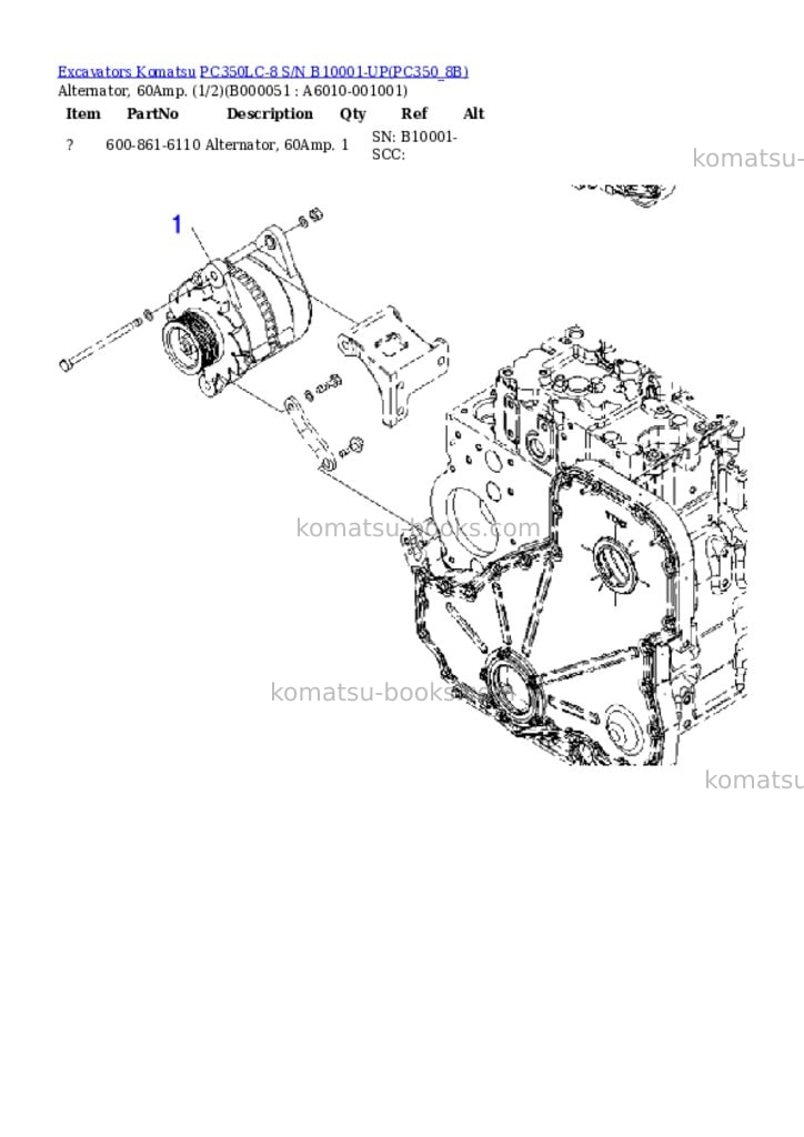 Komatsu pc350lc-8 s/n b10001-up Parts catalog cover Page 4 Komatsu pc350lc-8 s/n b10001-up Parts catalog cover Page 4