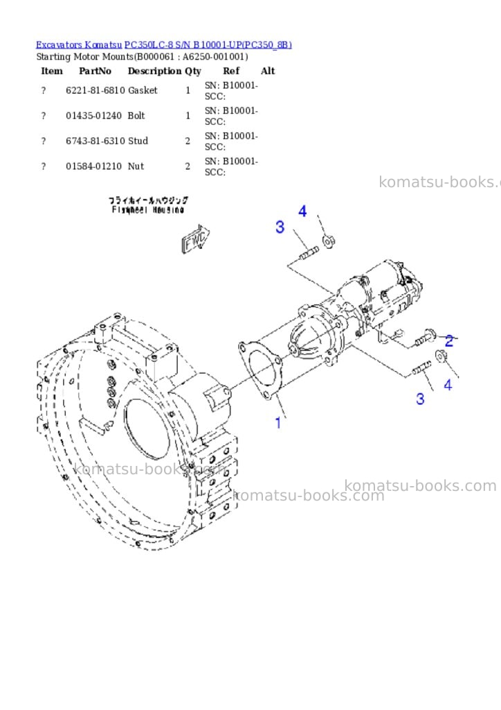 Komatsu pc350lc-8 s/n b10001-up Parts catalog cover Page 6 Komatsu pc350lc-8 s/n b10001-up Parts catalog cover Page 6
