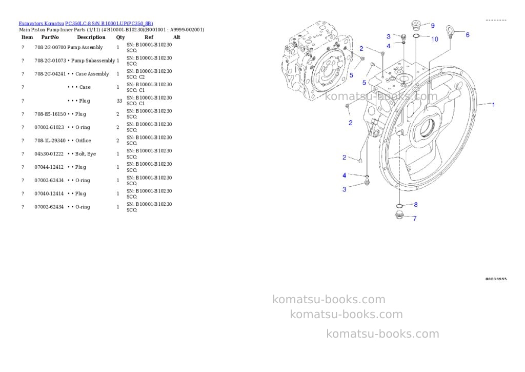 Komatsu pc350lc-8 s/n b10001-up Parts catalog cover Page 8 Komatsu pc350lc-8 s/n b10001-up Parts catalog cover Page 8