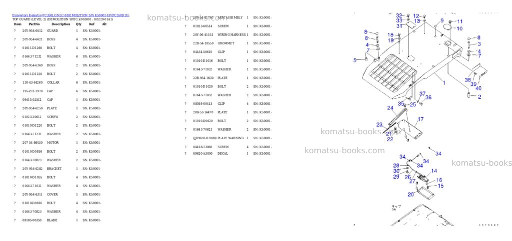 Komatsu pc350lc/nlc-8 demolition s/n k50001-up Parts catalog cover Page 3 Komatsu pc350lc/nlc-8 demolition s/n k50001-up Parts catalog cover Page 3