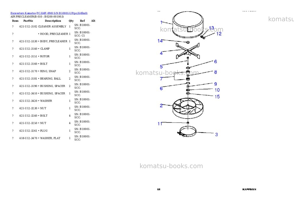 Komatsu PC350F-8M0 S/N B10001-UP Parts catalog cover Page 10