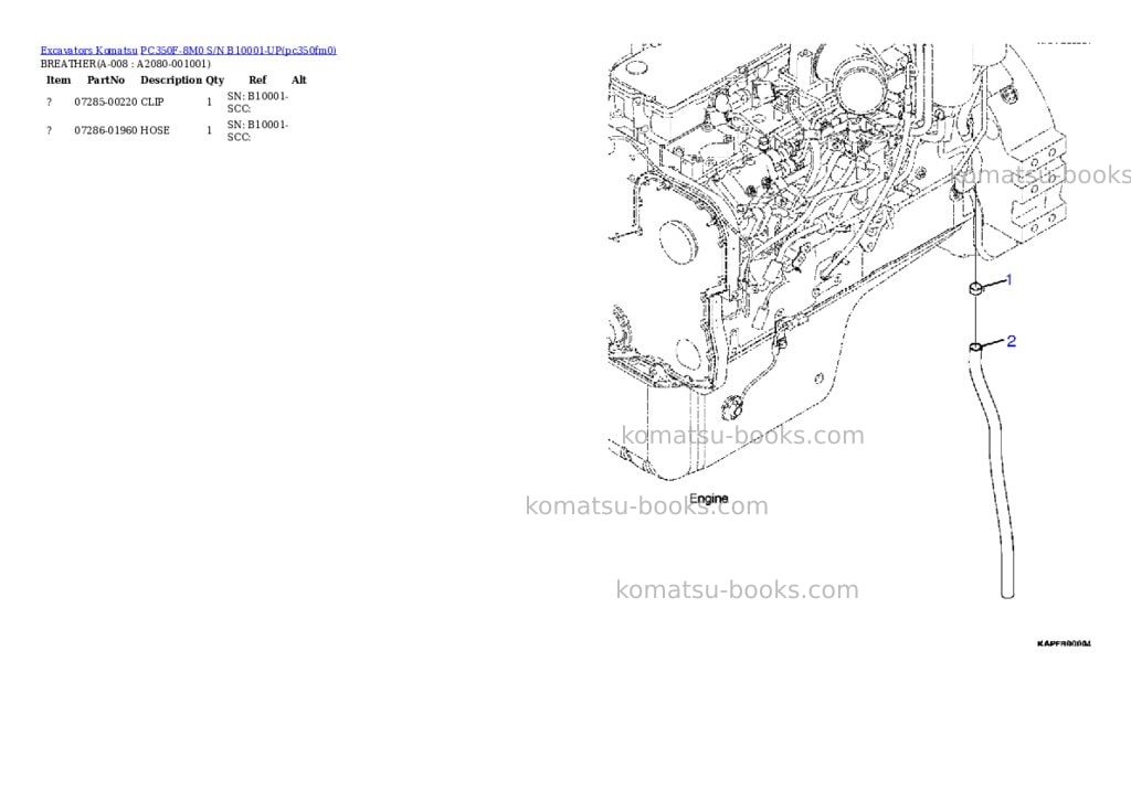 Komatsu PC350F-8M0 S/N B10001-UP Parts catalog cover Page 3