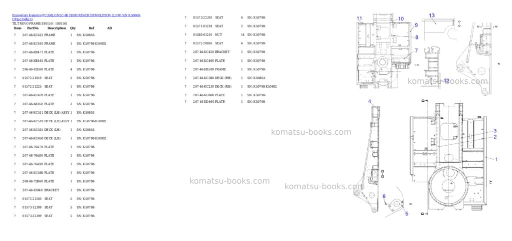 Komatsu pc350lc/nlc-8k high reach demolition 23 m s/n k50068-up Parts catalog cover Page 10 Komatsu pc350lc/nlc-8k high reach demolition 23 m s/n k50068-up Parts catalog cover Page 10