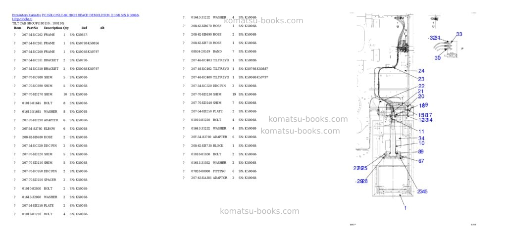 Komatsu pc350lc/nlc-8k high reach demolition 23 m s/n k50068-up Parts catalog cover Page 6 Komatsu pc350lc/nlc-8k high reach demolition 23 m s/n k50068-up Parts catalog cover Page 6