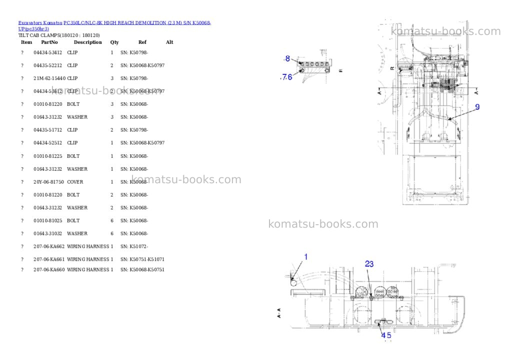 Komatsu pc350lc/nlc-8k high reach demolition 23 m s/n k50068-up Parts catalog cover Page 7 Komatsu pc350lc/nlc-8k high reach demolition 23 m s/n k50068-up Parts catalog cover Page 7