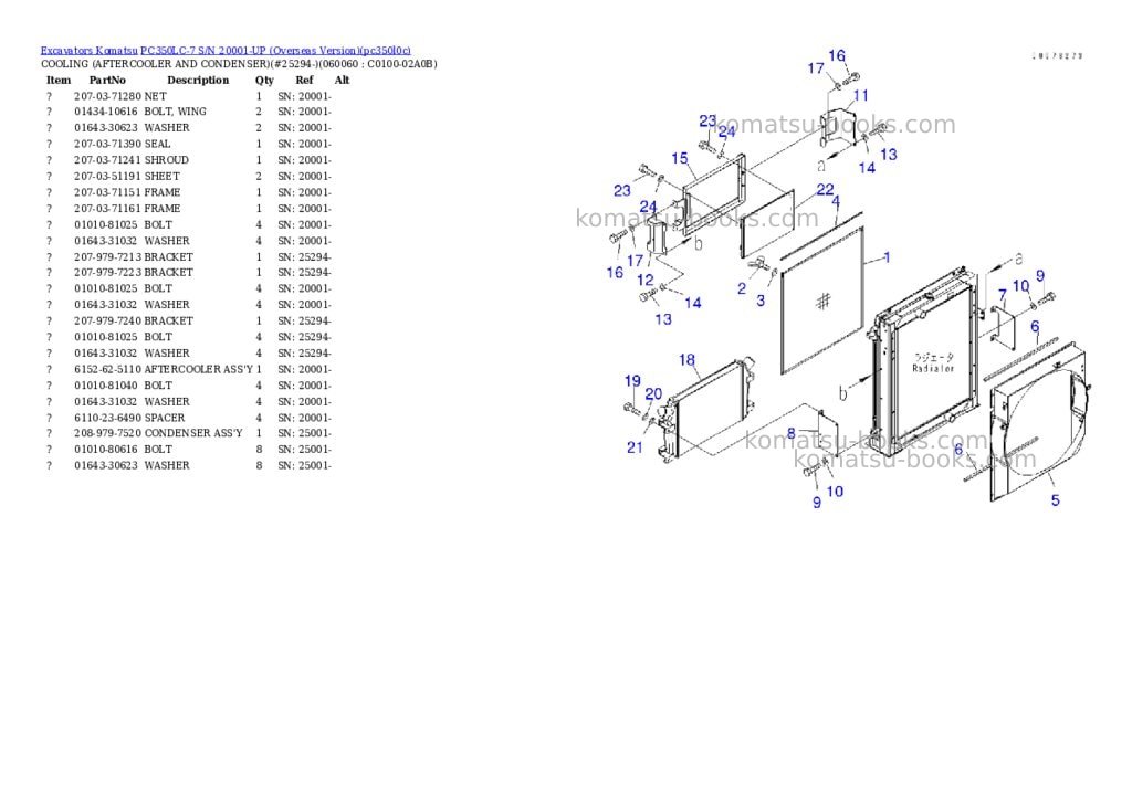 Komatsu pc350lc-7 s/n 20001-up overseas version Parts catalog cover Page 10