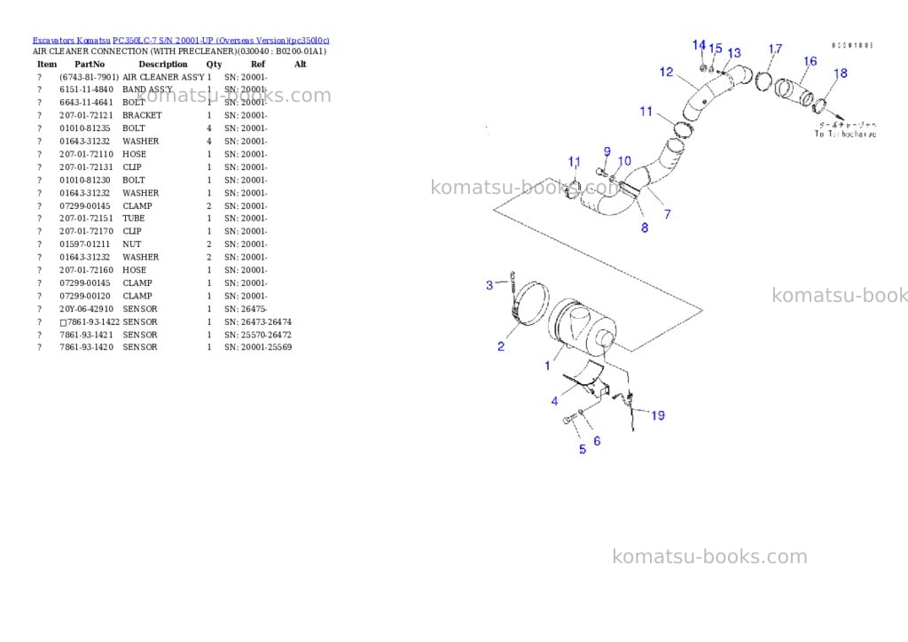 Komatsu pc350lc-7 s/n 20001-up overseas version Parts catalog cover Page 3