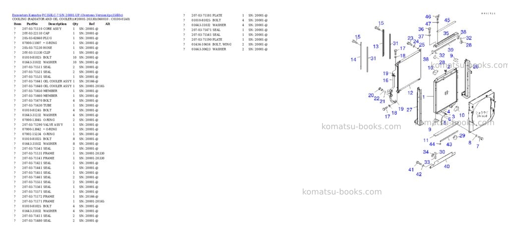 Komatsu pc350lc-7 s/n 20001-up overseas version Parts catalog cover Page 5