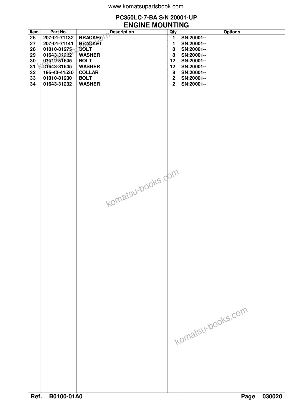 Komatsu pc350lc-7-ba s/n 20001-up Catálogo de piezas cover Page 5
