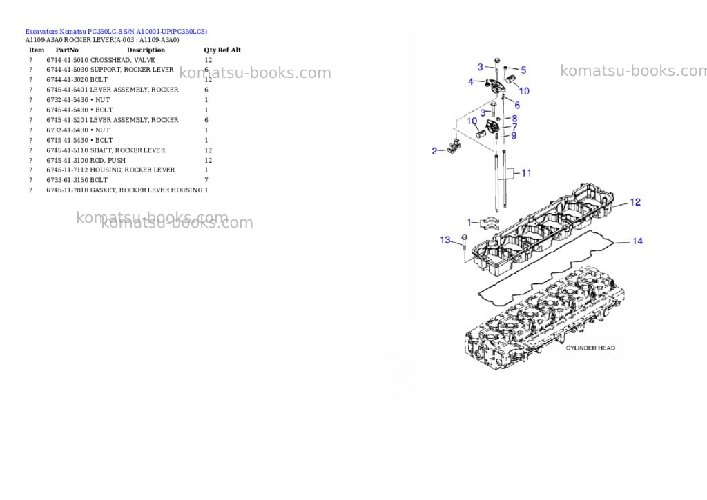 Komatsu pc350lc-8 s/n a10001-up Parts catalog cover Komatsu pc350lc-8 s/n a10001-up Parts catalog cover