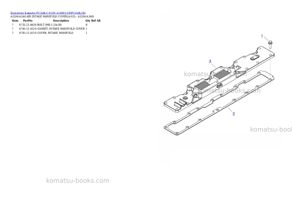 Komatsu pc350lc-8 s/n a10001-up Parts catalog cover Page 10 Komatsu pc350lc-8 s/n a10001-up Parts catalog cover Page 10