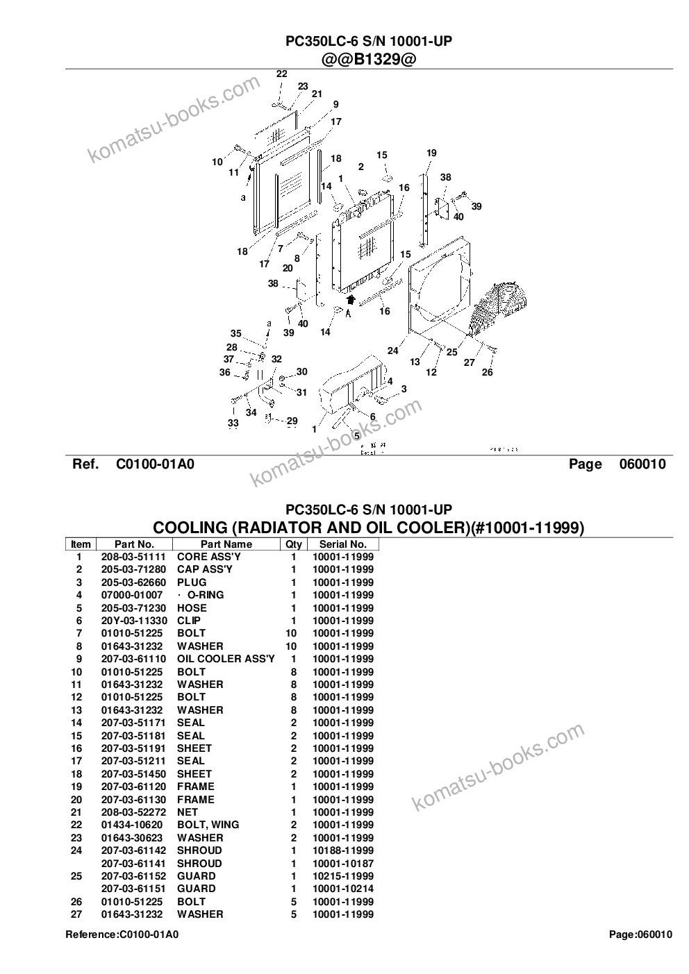 Komatsu PC350LC-6 S/N 10001-UP Parts catalog cover Page 10 Komatsu PC350LC-6 S/N 10001-UP Parts catalog cover Page 10