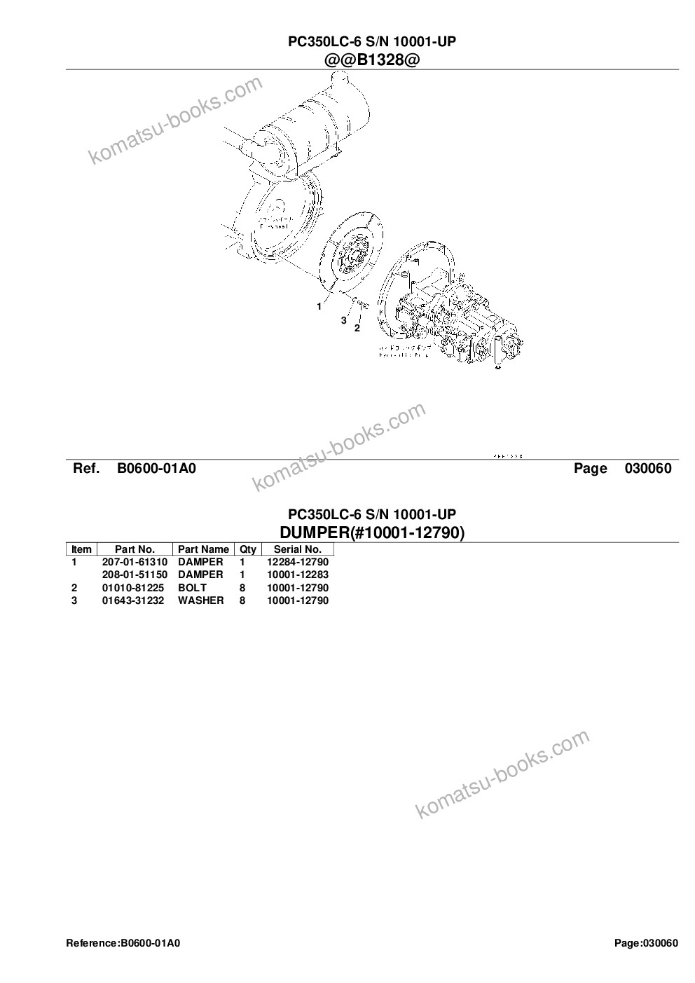 Komatsu PC350LC-6 S/N 10001-UP Parts catalog cover Page 8 Komatsu PC350LC-6 S/N 10001-UP Parts catalog cover Page 8