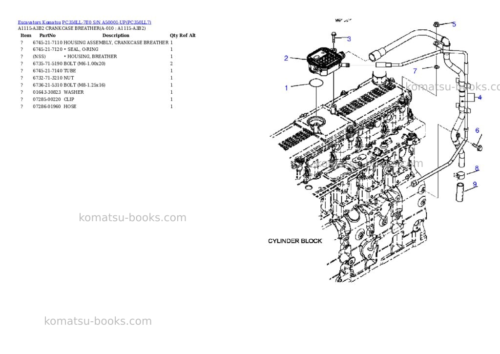 Komatsu pc350ll-7e0 s/n a50001-up Parts catalog cover Page 4