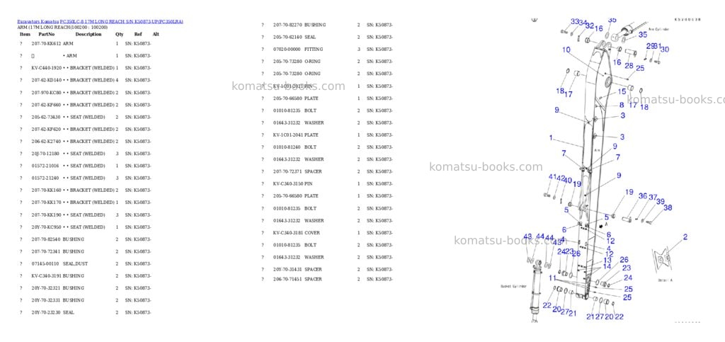 Komatsu pc350lc-8 17m long reach s/n k50873-up Parts catalog cover Page 10