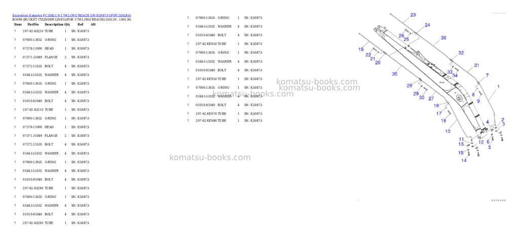 Komatsu pc350lc-8 17m long reach s/n k50873-up Parts catalog cover Page 3