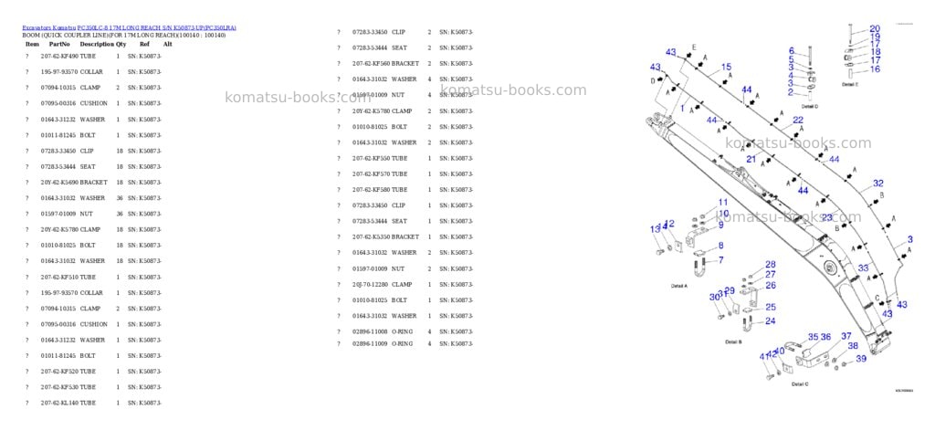 Komatsu pc350lc-8 17m long reach s/n k50873-up Parts catalog cover Page 4