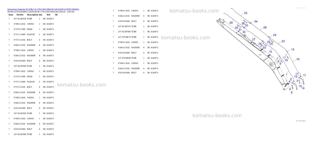 Komatsu pc350lc-8 17m long reach s/n k50873-up Parts catalog cover Page 5