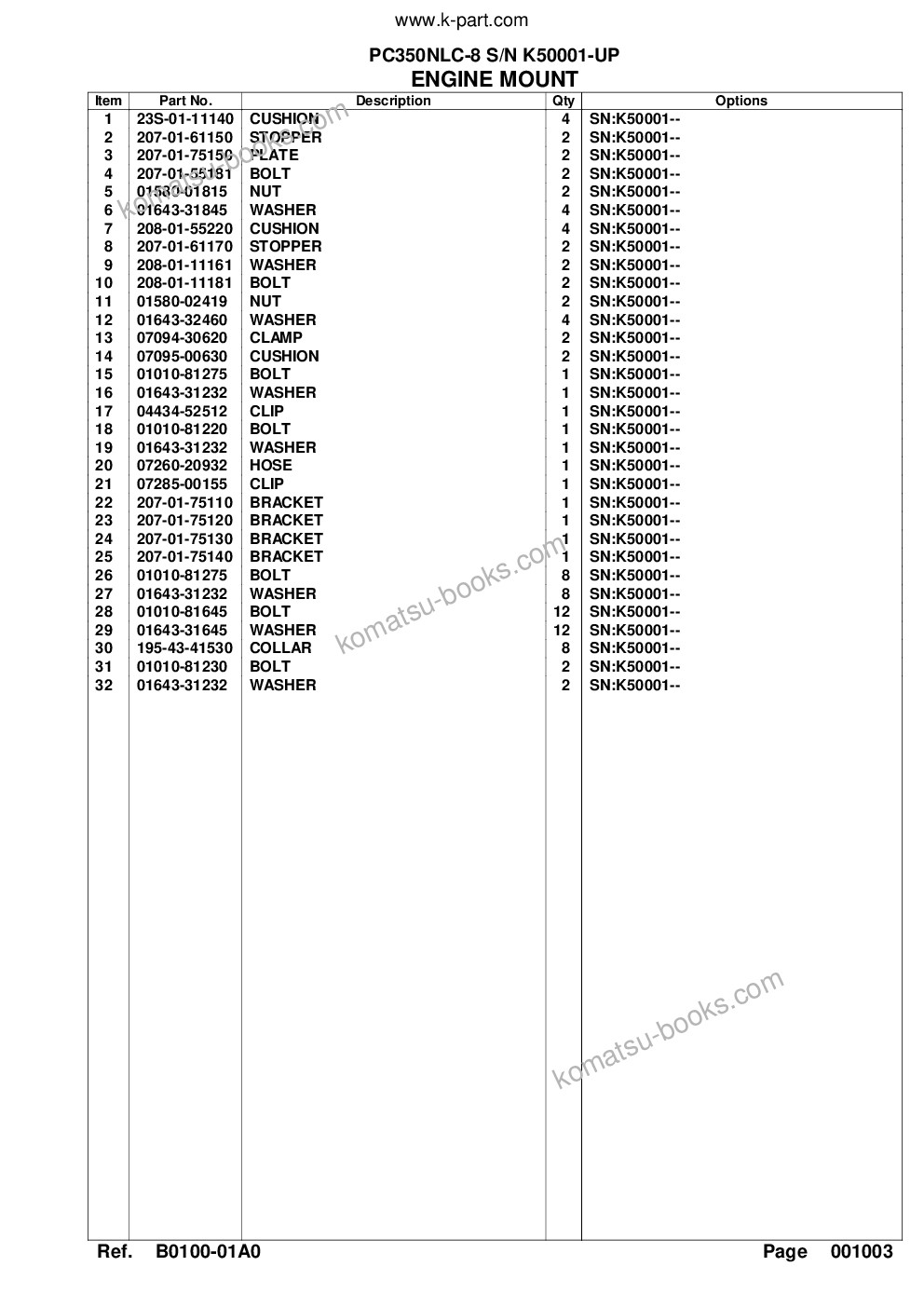 Komatsu pc350nlc-8 s/n k50001-up Parts catalog cover Page 8