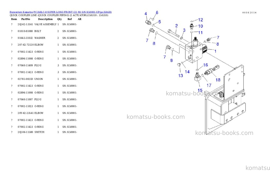 Komatsu pc350lc-8 super long front 22 m s/n k50001-up Parts catalog cover Page 2 Komatsu pc350lc-8 super long front 22 m s/n k50001-up Parts catalog cover Page 2