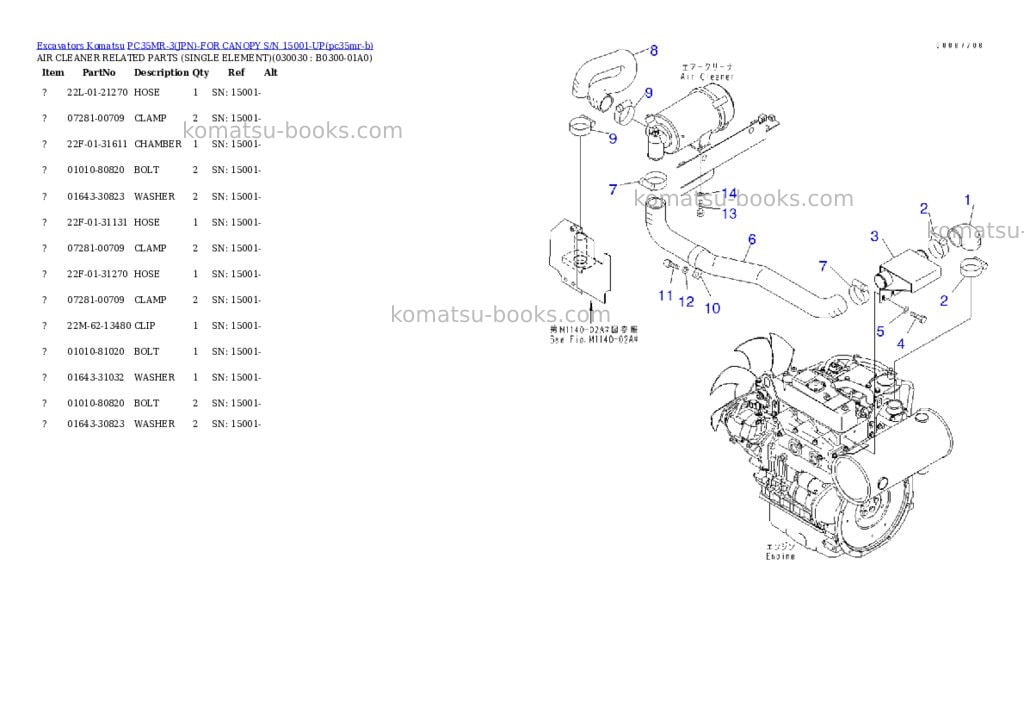 Komatsu pc35mr-3jpn-for canopy s/n 15001-up Parts catalog cover Page 2