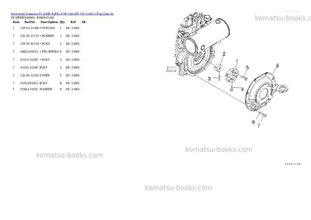 Komatsu pc35mr-3jpn-for canopy s/n 15001-up Parts catalog cover Page 3