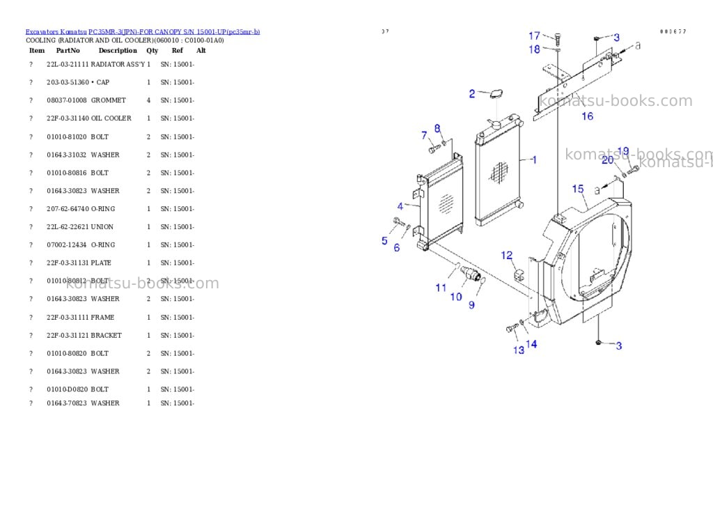 Komatsu pc35mr-3jpn-for canopy s/n 15001-up Parts catalog cover Page 4