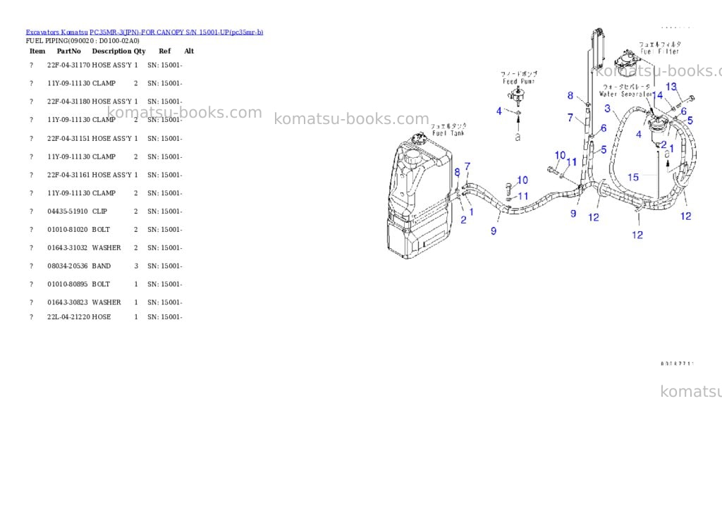 Komatsu pc35mr-3jpn-for canopy s/n 15001-up Parts catalog cover Page 8