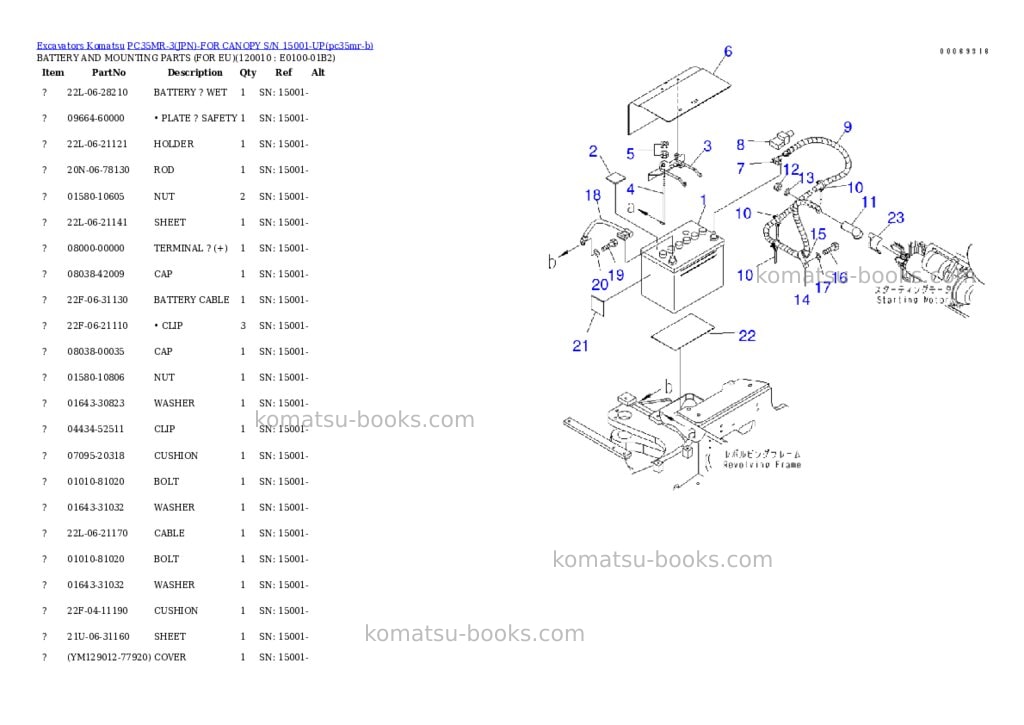 Komatsu pc35mr-3jpn-for canopy s/n 15001-up Parts catalog cover Page 9