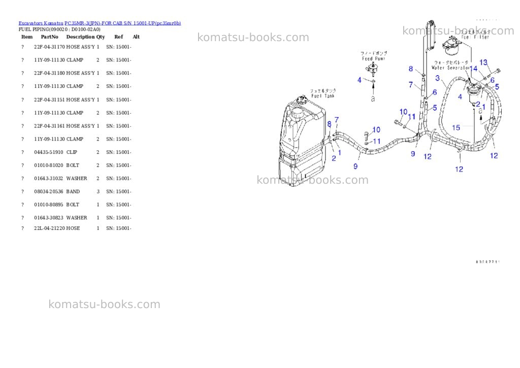 Komatsu pc35mr-3jpn-for cab s/n 15001-up Parts catalog cover Page 10