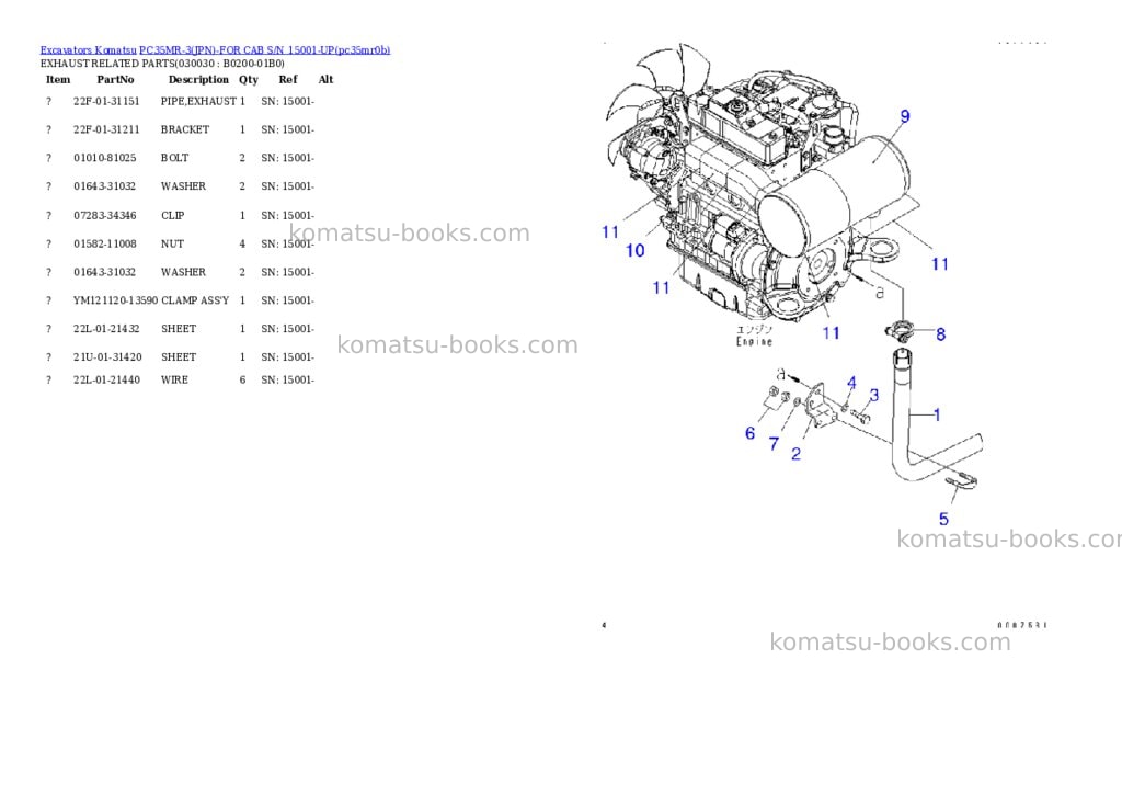 Komatsu pc35mr-3jpn-for cab s/n 15001-up Parts catalog cover Page 2