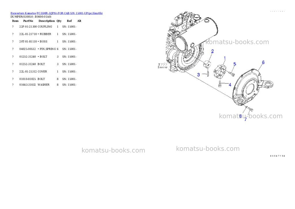 Komatsu pc35mr-3jpn-for cab s/n 15001-up Parts catalog cover Page 4