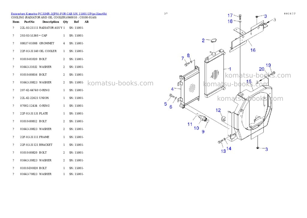 Komatsu pc35mr-3jpn-for cab s/n 15001-up Parts catalog cover Page 5
