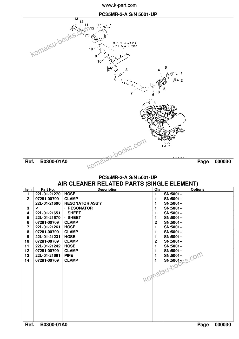 Komatsu pc35mr-2-a s/n 5001-up Parts catalog cover Page 5