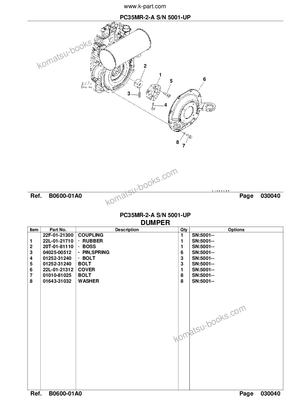 Komatsu pc35mr-2-a s/n 5001-up Parts catalog cover Page 6