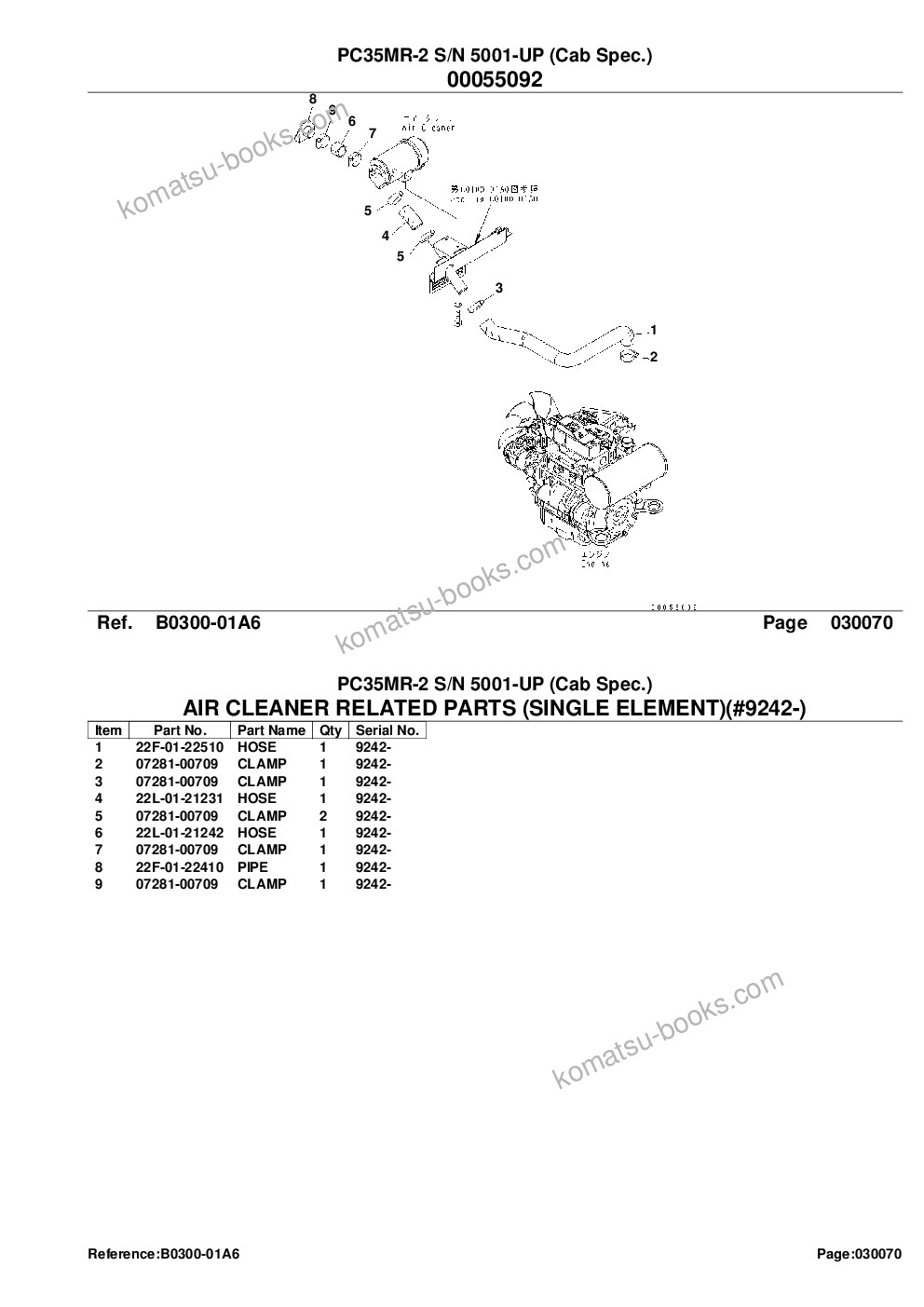 Komatsu pc35mr-2 s/n 5001-up cab spec. Parts catalog cover Page 10 Komatsu pc35mr-2 s/n 5001-up cab spec. Parts catalog cover Page 10